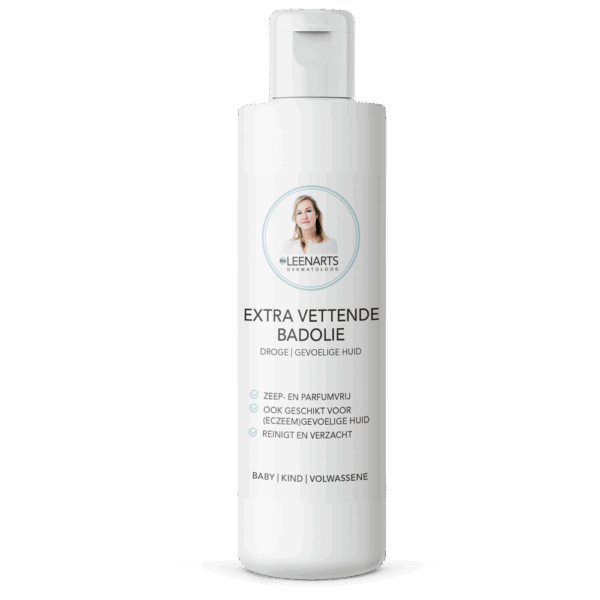 Badolie (200 ml) | Drs Leenarts | Extra vettende badolie voor de normale en gevoelige huid. Zonder parfum, zonder zeep. Voor kind en volwassene.