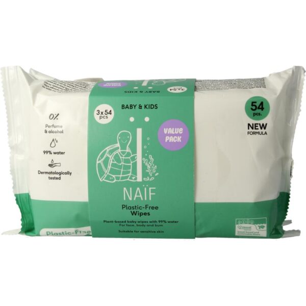 Naif Baby & kids plastic-free wipes 3-pack
